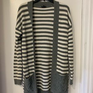 Gray Striped Cardigan